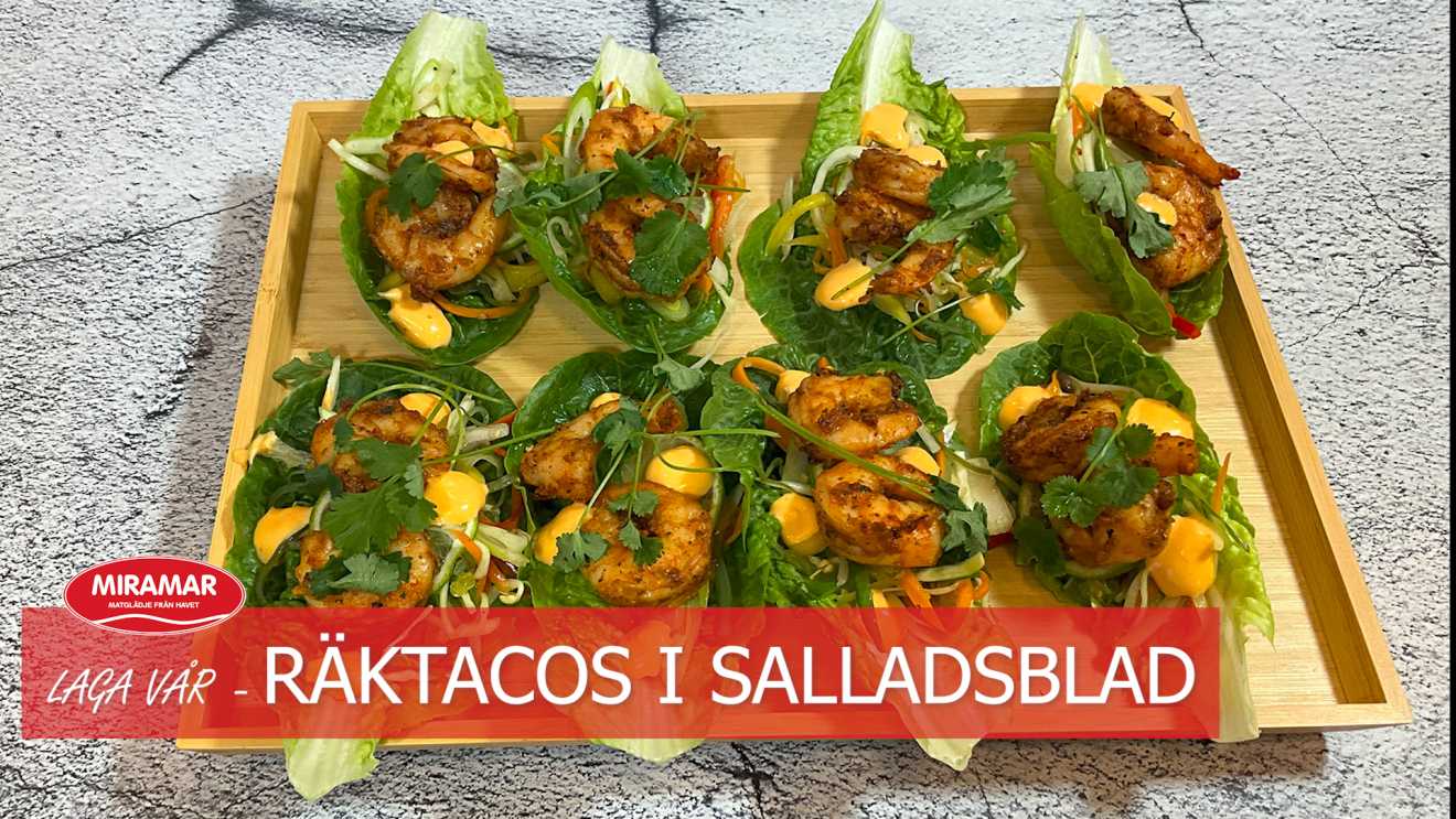 Räktacos i salladsblad med sjögrässallad 